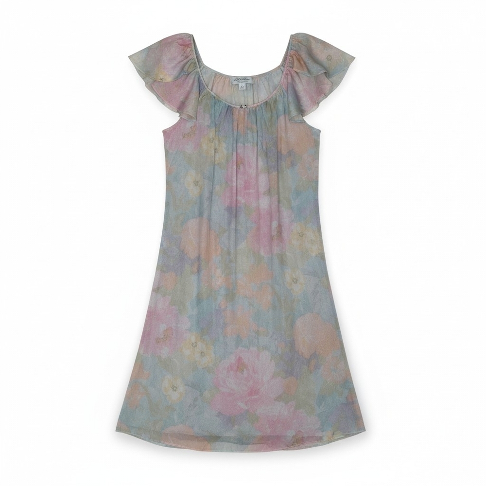 Vintage Silk Essence By Miss Elaine Large Nightgown Pastel Nightie Floral
